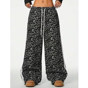 Women's Leopard Pants Side Stripe Cheetah Print Sweatpants New